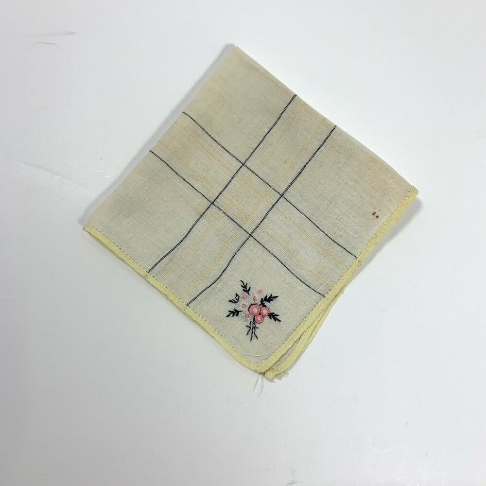 1940s Embroidered Floral Bridesmaid Handkerchief Wedding  Vtg Cottage Core READ